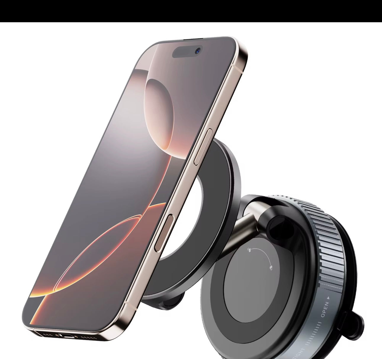 Support téléphone voiture 360° (ventouse silicone + tête magnétique)